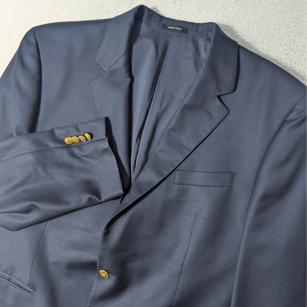 Lauren Ralph Lauren Blazer Mens 46L Navy Blue 100% Wool Gold Button Coat